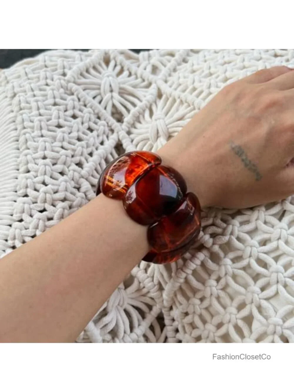 3 Pcs Acrylic Resin Bangle Set Wide Cuff Unisex Stretch Bracelets